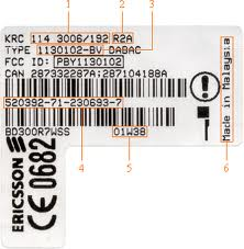 Protection des mobiles : étiquette d'un téléphone mobile de marque Ericsson Protection des mobiles : étiquette d'un téléphone mobile de marque Ericsson