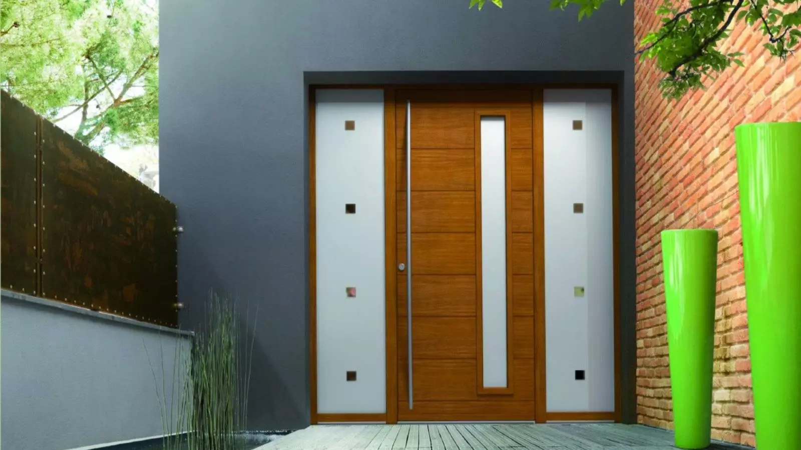 Porte d'entrée en bois